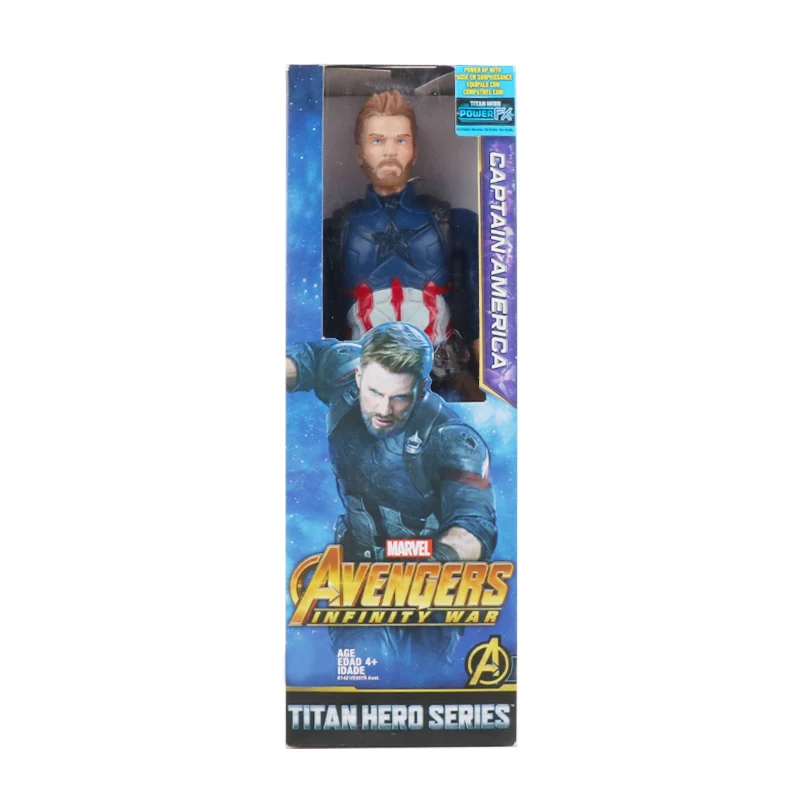 captain 1 with box 30 см Marvel Мстители 4 конечная игра игрушка танос Халк человек паук Железный человек Тор Росомаха Черная пантера Веном фигурка ребенка - Цвет: captain 1 with box