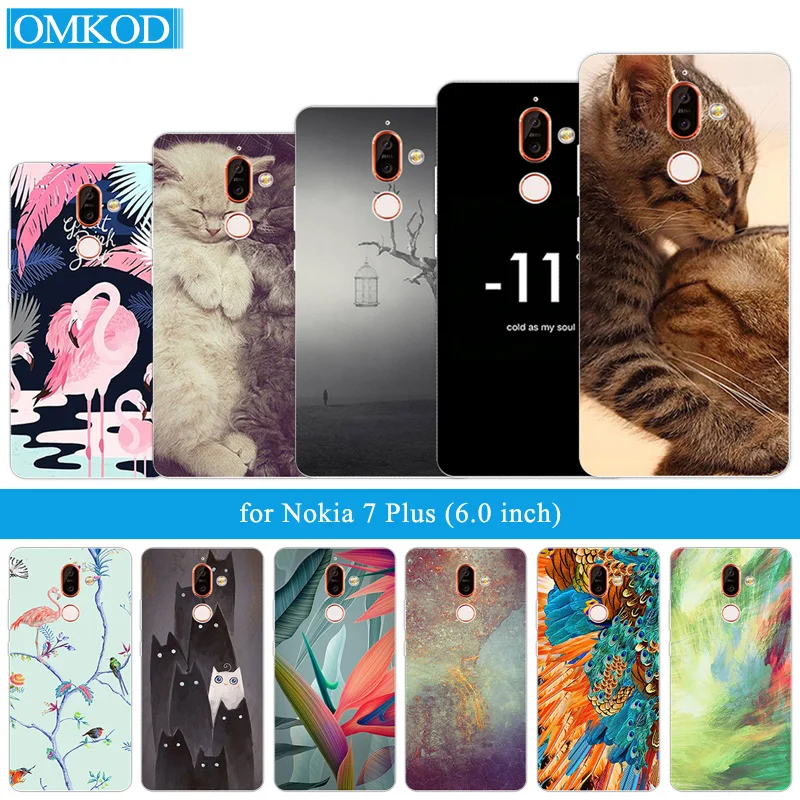Для Nokia 7 Plus мягкий прозрачный ТПУ чехол с Фламинго 6 0 "для Nokia7 + защитный