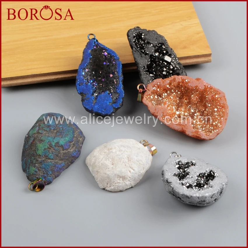 BOROSA Druzy свободной формы в виде пещеры Радужный Титан кристалл кулон мода