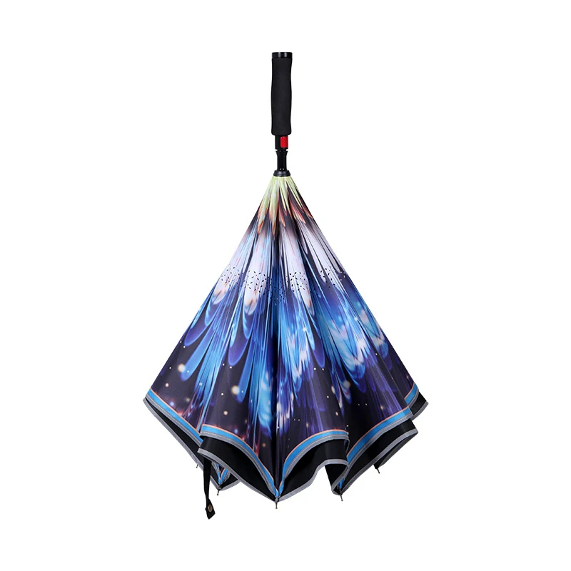 Ветрозащитный Полуавтоматический зонт с прямой ручкой Двойной стоячий ремень