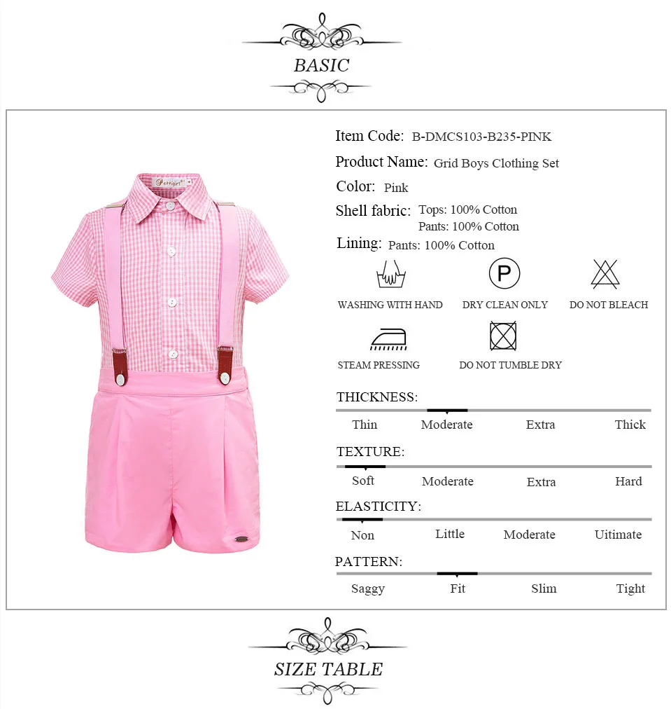 Pettigirl Boys Clothing Sets Pink Grid Design Summer Kids Clothes Grid Top With Shorts Child Clothing B-DMCS103-B235-PINK