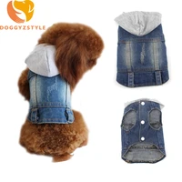 jean dog hoodies vest summer pet clothes puppies cat denim personalized jacket teddy chihuahua casual apparel doggyzstyle