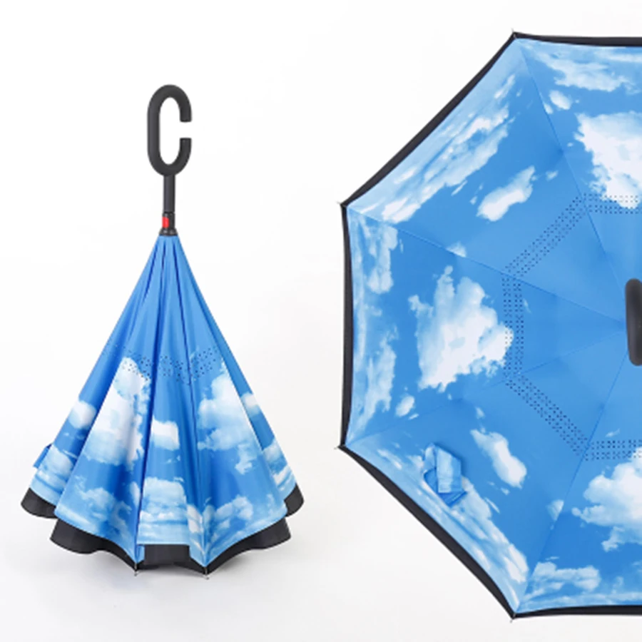 Large Umbrella Reverse Folding Rain Women Art Double Layer Inverted Unbrella Corporation Gift Men Cute Van Gogh Paraplu | Дом и сад