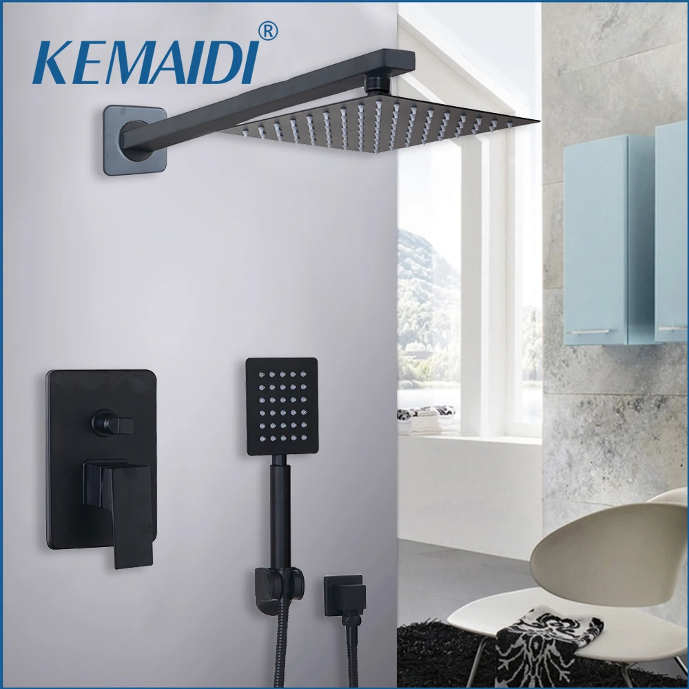 01 Shower Set KEMAIDI ванная душевая головка черный 8 дюймов настенный смеситель для ванной комнаты Набор душевой кран и ручной душевой набор - Цвет: 01 Shower Set