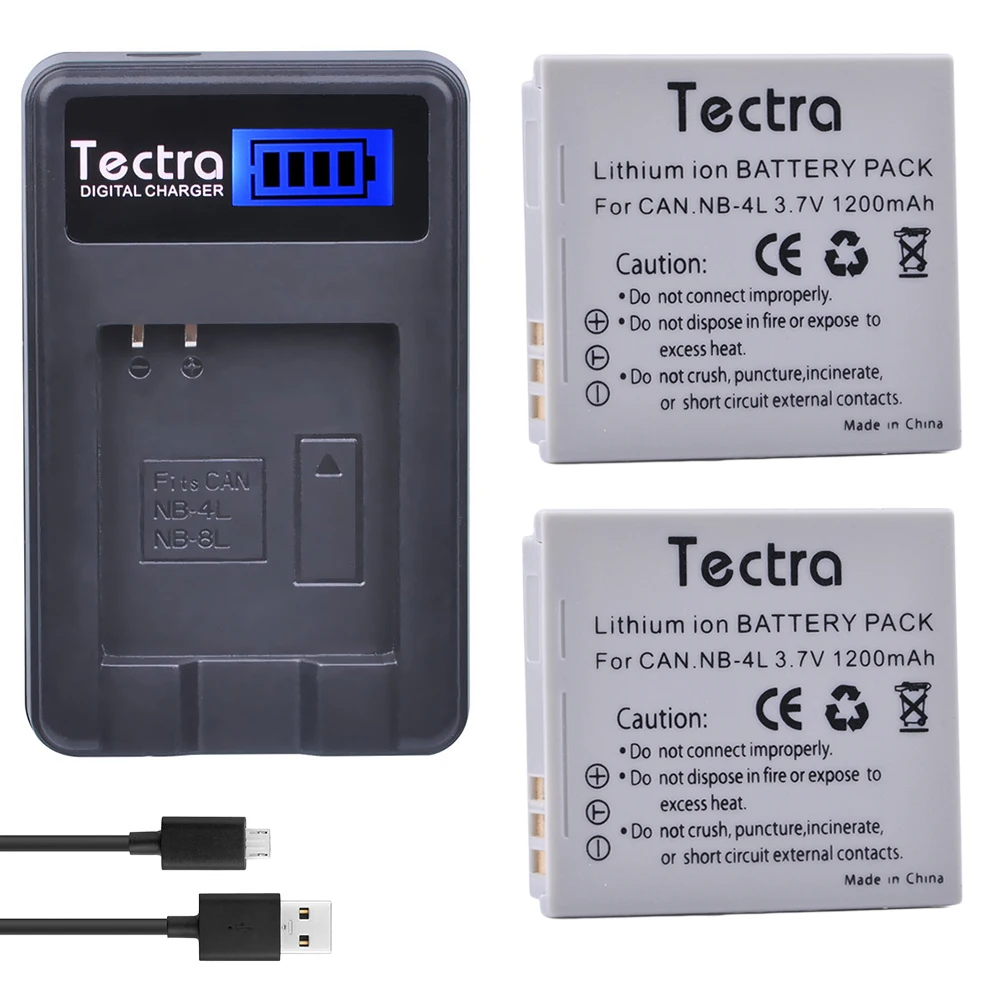 Tectra 2 шт NB 4L NB4L Bateria + LCD USB зарядное устройство для Canon PowerShot SD40 SD30 SD200 SD300 SD400 SD450 SD600
