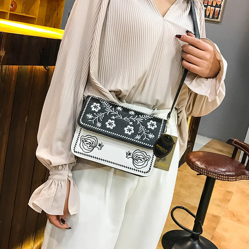 Simhalf Вышивка Для женщин сумка из искусственной кожи плеча Crossbody для дамы