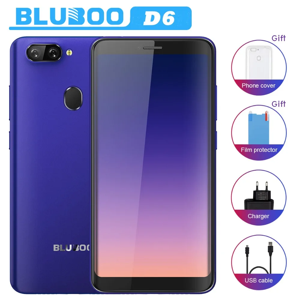 BLUBOO D6 WCDMA 3g мобильных телефонов 5 дюймов Android 8 1 2 Гб Оперативная память 16