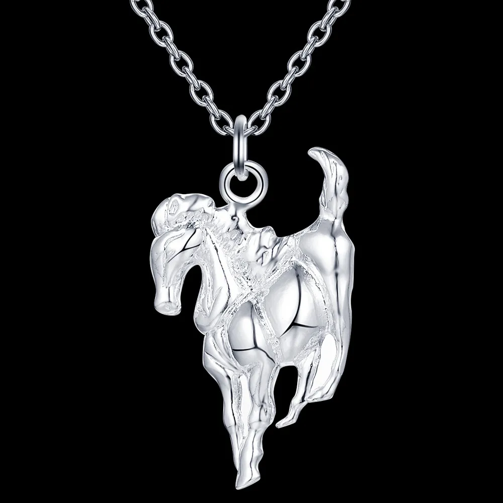 Блестящее серебряное ожерелье с подвеской в виде лошади luckysilver|pendant attachment|pendant