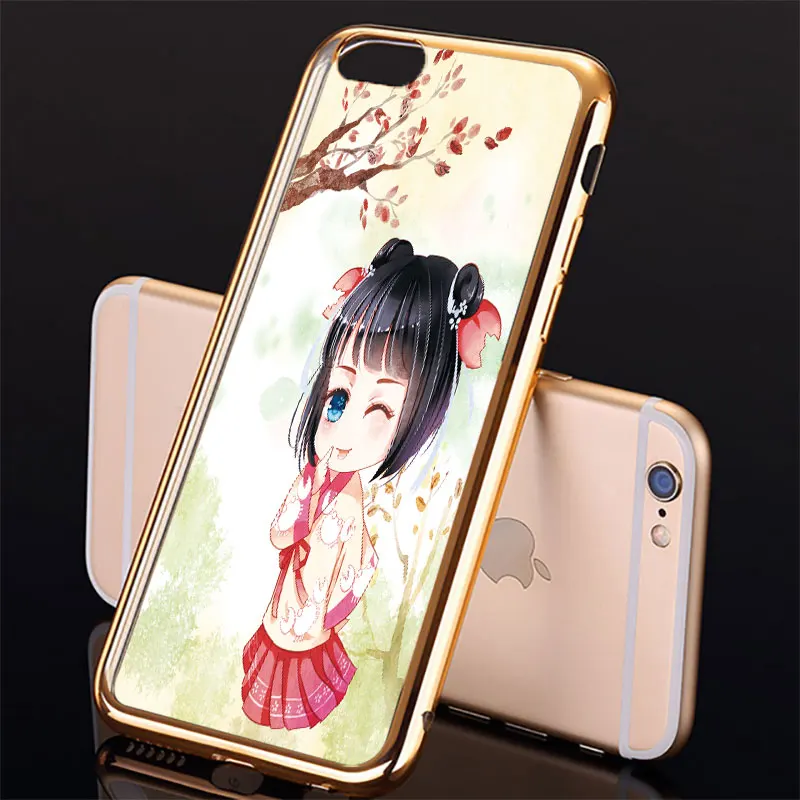 Lotezly для iPhone 6 покрытие TPU телефон Shell случаях мультфильм молодая девушка (взять 7