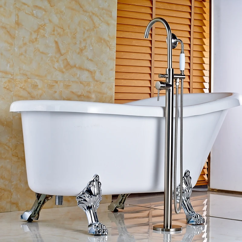 Горячая продажа смеситель для душа в ванной напольный никель матовый кран с