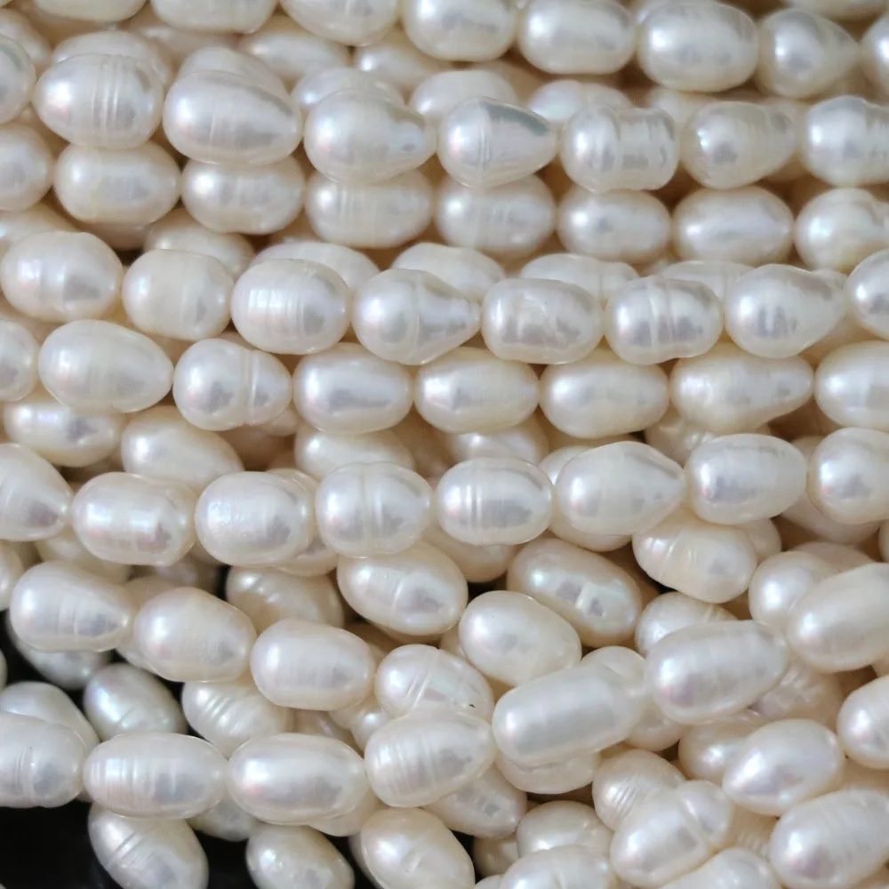 

Natural white freshwater pearl loose beads top quality 7-8mm rice charms elegant fashion diy women gift jewelry 15inch B1340