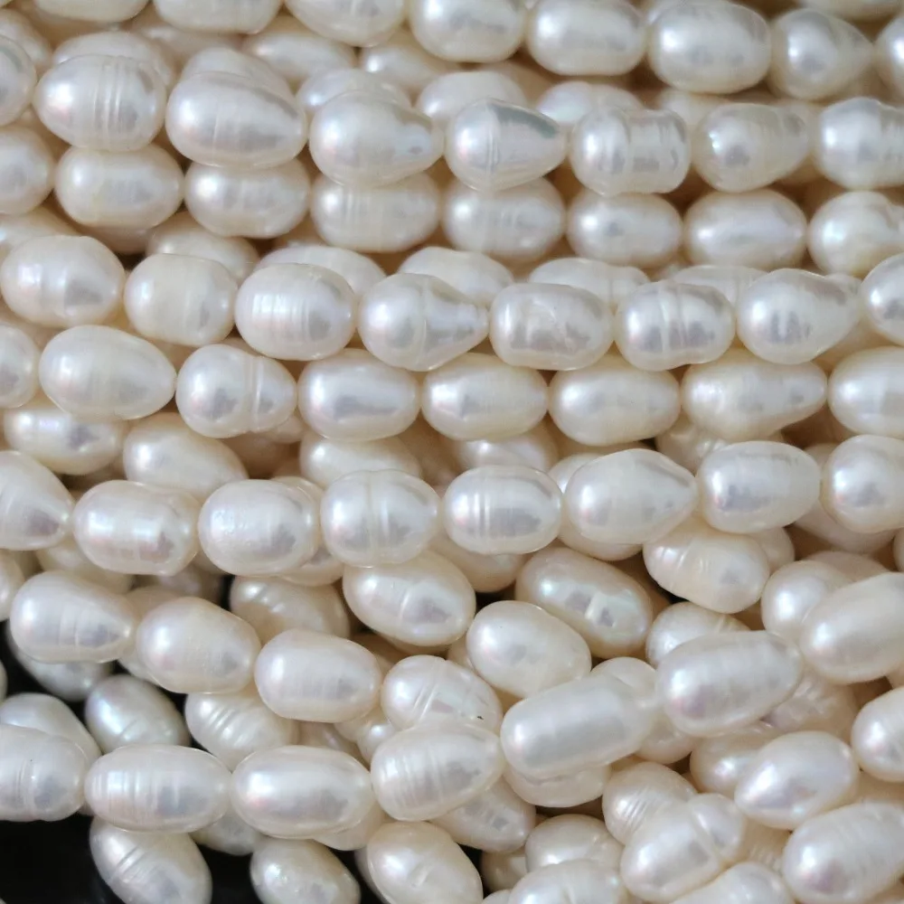 Natural white freshwater pearl loose beads top quality 7-8mm rice charms elegant fashion diy women gift jewelry 15inch B1340 | Украшения и