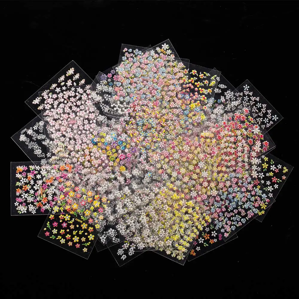 10 листов разноцветные 3D наклейки для ногтей с цветочным дизайном|Стикеры и