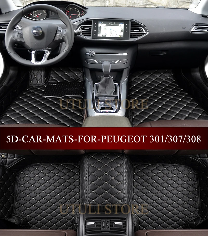 Кожаные автомобильные коврики для Peugeot 301 307 308 206 207 208 508 308sw 307sw 5D водонепроницаемые