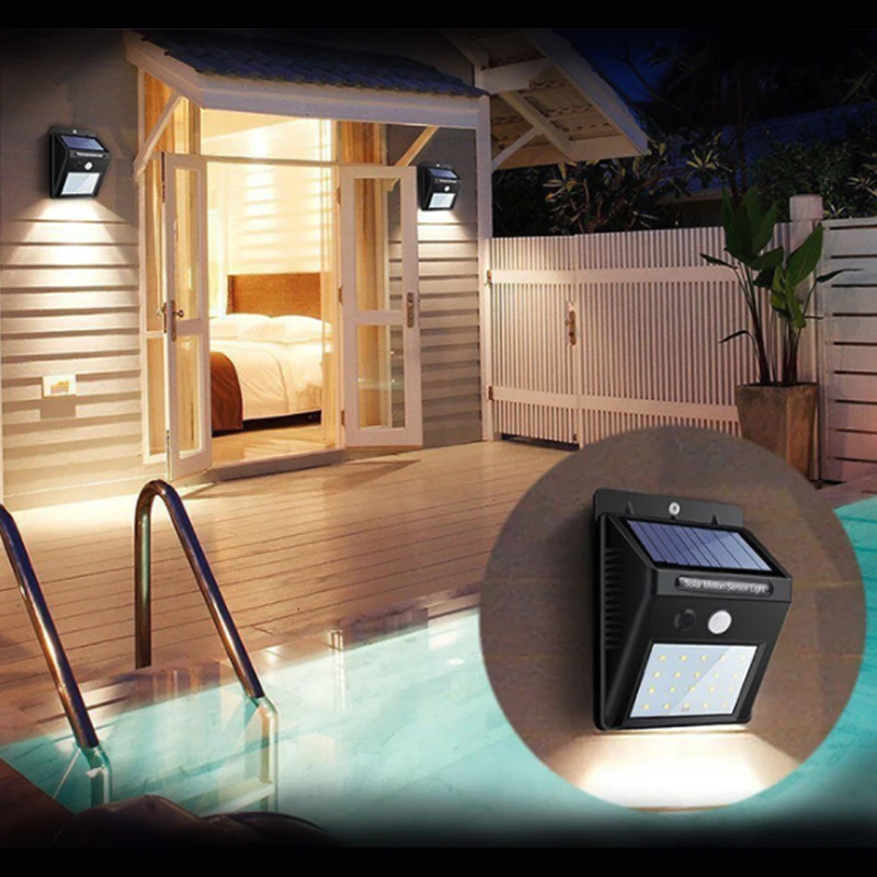 Светодиодный фонарик водонепроницаемый уличный настенный светильник с датчиком