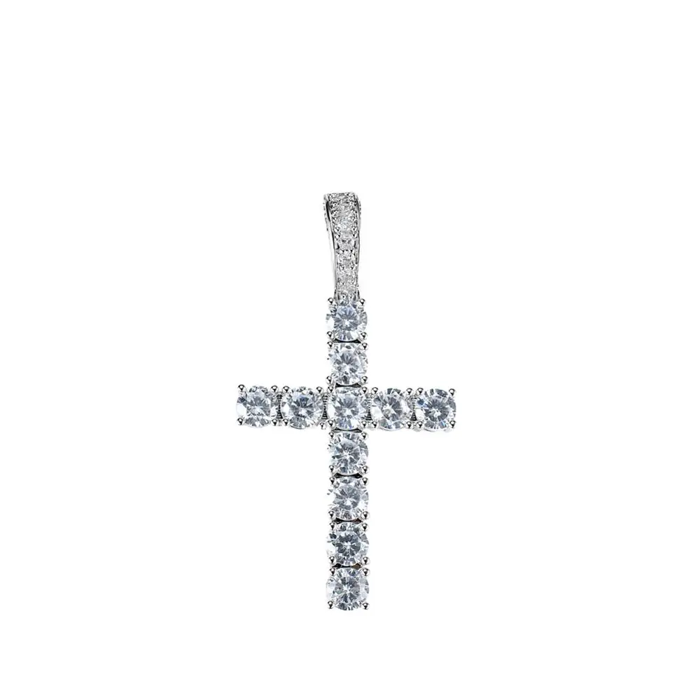style B silver Льдом CZ теннисная цепочка в стиле «хип-хоп» Anha крест кулон латунь настройка CZ камни Цепочки и ожерелья ювелирные побрякушки CN019 - Окраска металла: style B silver