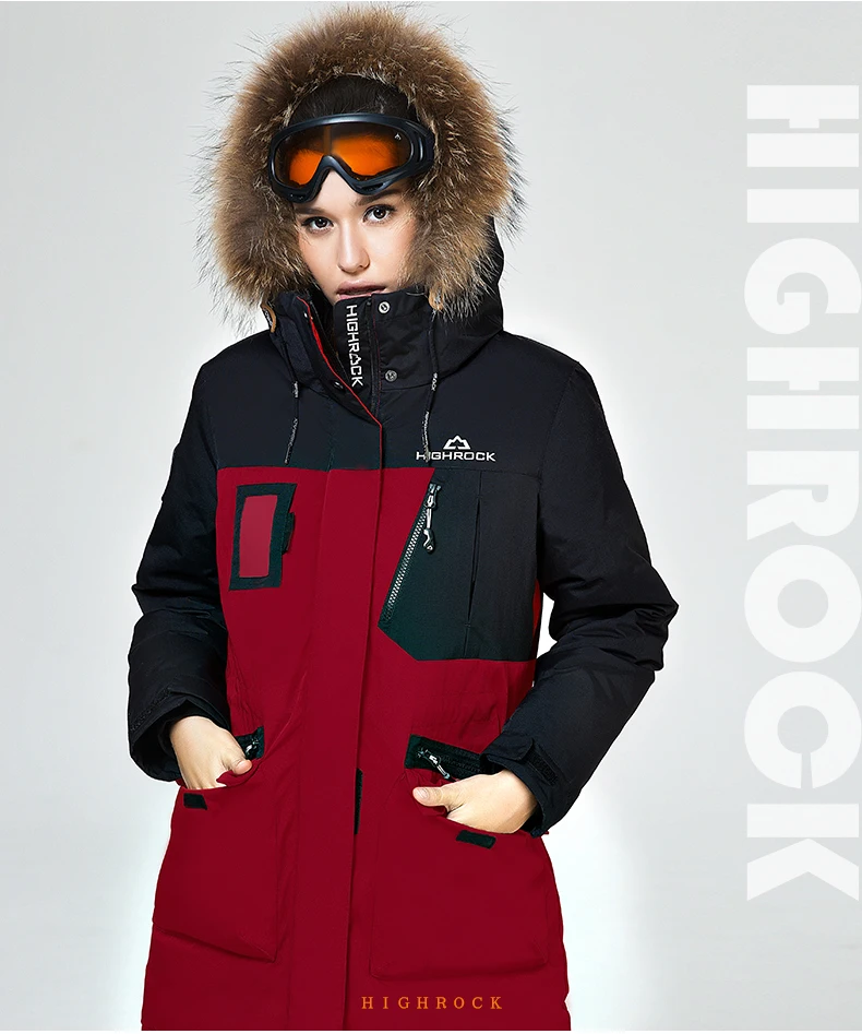 Зимняя куртка Highrock для улицы, Женское пальто, гусиный пуховик с меховым капюшоном, парка для женщин, ультралегкое пальто для кемпинга, пешего туризма