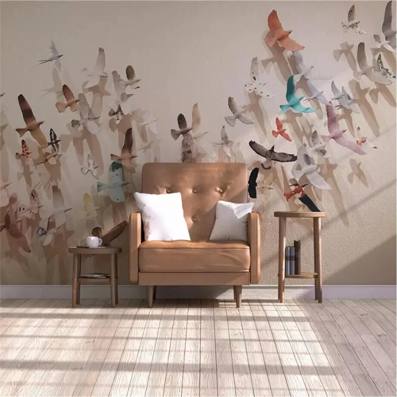 Creative group of flying birds background wall professional custom high-end mural factory wholesale wallpaper photo |