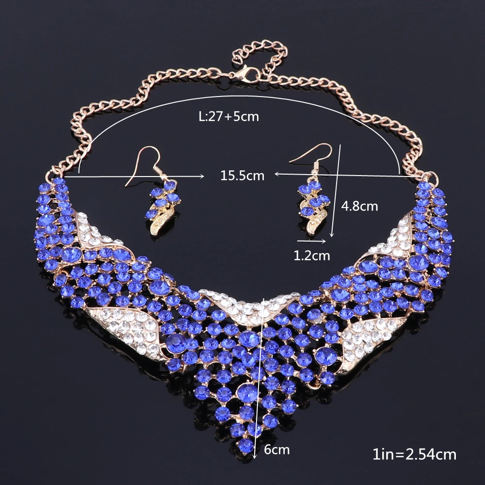 Комплект ювелирных изделий с африканскими бусинами и голубыми кристаллами