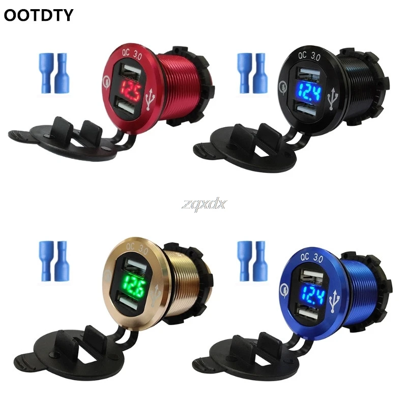 QC 3 0 алюминиевый мотоцикл Лодка автомобиль 2 USB зарядное устройство светодиодный