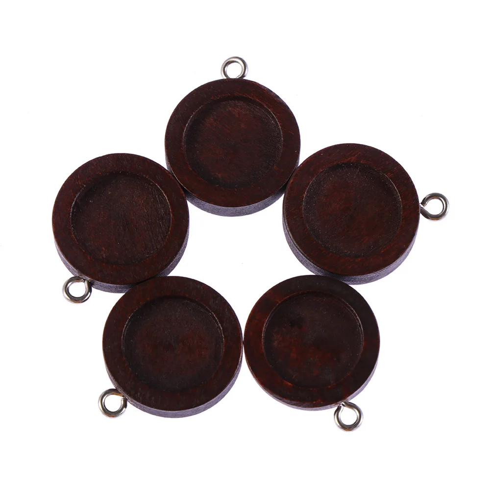 7-Dark brown(12mm) 10 шт. полимерная полая рамка деревянное круглое ожерелье Нижний Кронштейн основа уход рамка кулон гнездовая оправа Кабошон DIY ремесло - Цвет: 7-Dark brown(12mm)