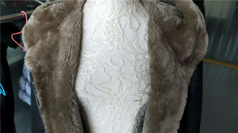 CKMORLS женская куртка из натуральной кожи, зимнее пальто с v-образным вырезом, с меховым капюшоном, натуральный мех мериноса, овечья шерсть, парки, тонкая Меховая куртка, черное пальто