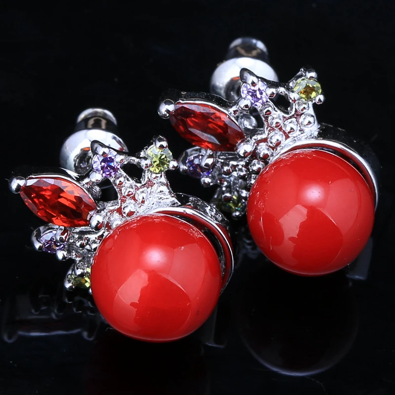 Восхитительный красный коралл гранат кубического циркония камни 925 серебро