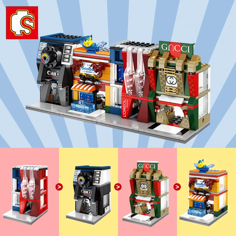 Sembo Technic Mini Street View Shop совместимы с лесет города строительные блоки кирпичи 3D