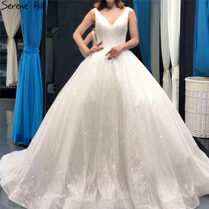 Белый Глубокий v-образный вырез сексуальные блестящие свадебные платья 2021 без