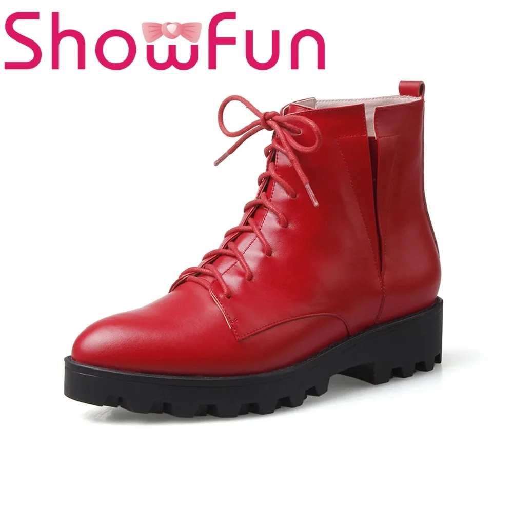Showfun натуральная кожа женская обувь квадратный ботильоны | Обувь