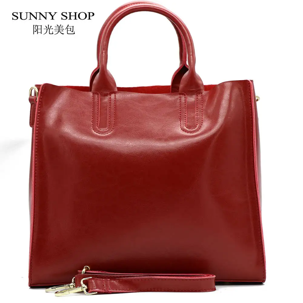 SUNNY SHOP Осенняя Мода натуральная кожа женская сумка на плечо европейский бренд дизайнерская натуральная кожа ручная сумка для шоппинга