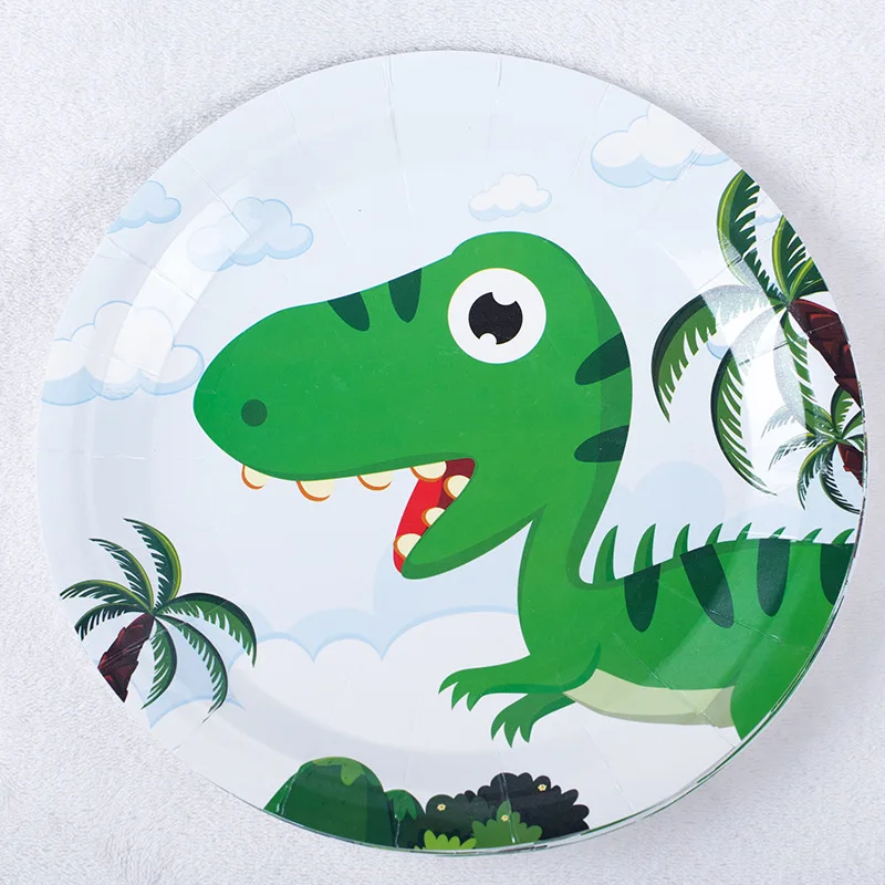 Новые Вечерние Декорации в джунглях, комплекты одноразовой посуды в виде динозавра, бумажные тарелки/стаканчики/салфетки, детские декорации на день рождения