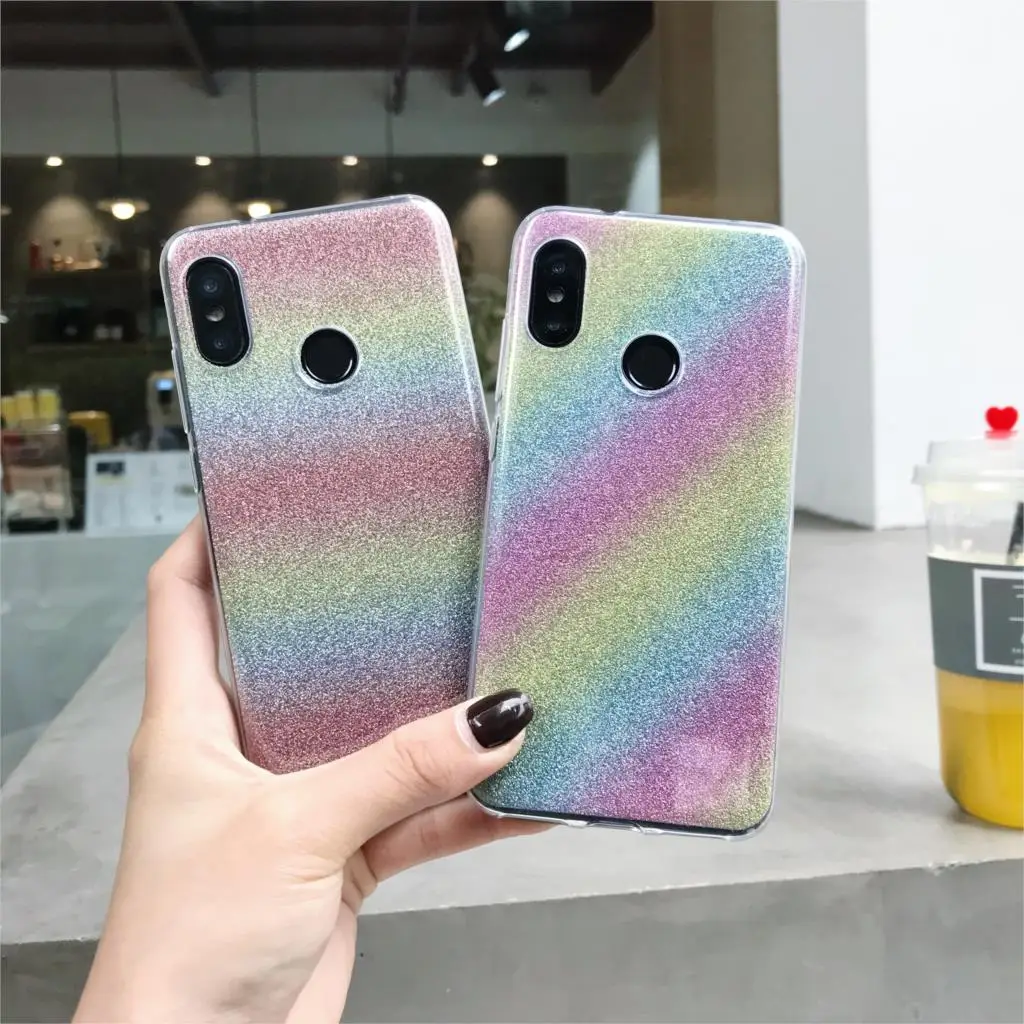 Силиконовый чехол из ТПУ с градиентом Aurora Laser для XiaoMi 9 SE 8 A2 Lite A1 мягкий RedMi Note 7 6 Pro 6A