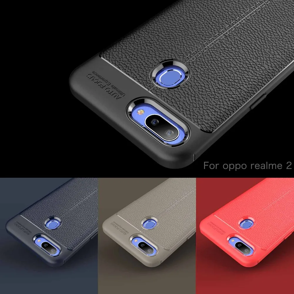 Для OPPO Realme 2 Чехол Oppo Fundas кожа текстура Силикон Мягкая Задняя накладка чехла из