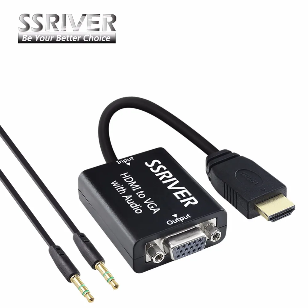 Ssriver Mini HDMI и VGA Adapter HDMI2VGA цифро аналоговый с TO 3.5 мм разъем аудио кабель адаптер для