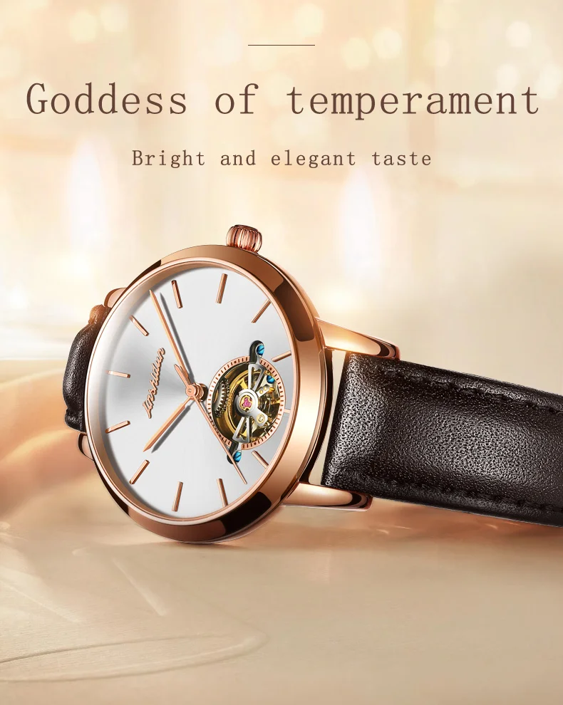 JSDUN автоматические механические часы женские Tourbillon наручные часы из тонкой стали женские наручные часы для дам Наручные часы