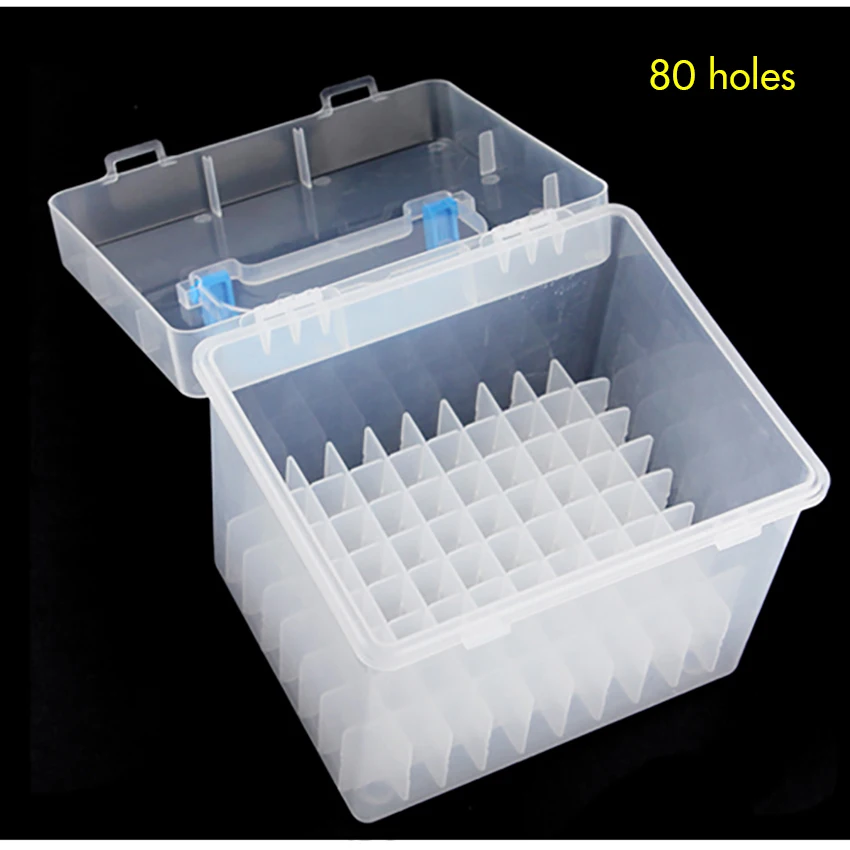 Clear 80 / 60 Holes Plastic Carrying Marker Case Holder Storage Organizer Box for Paint Sketch Markers - Fits for Markers Pen