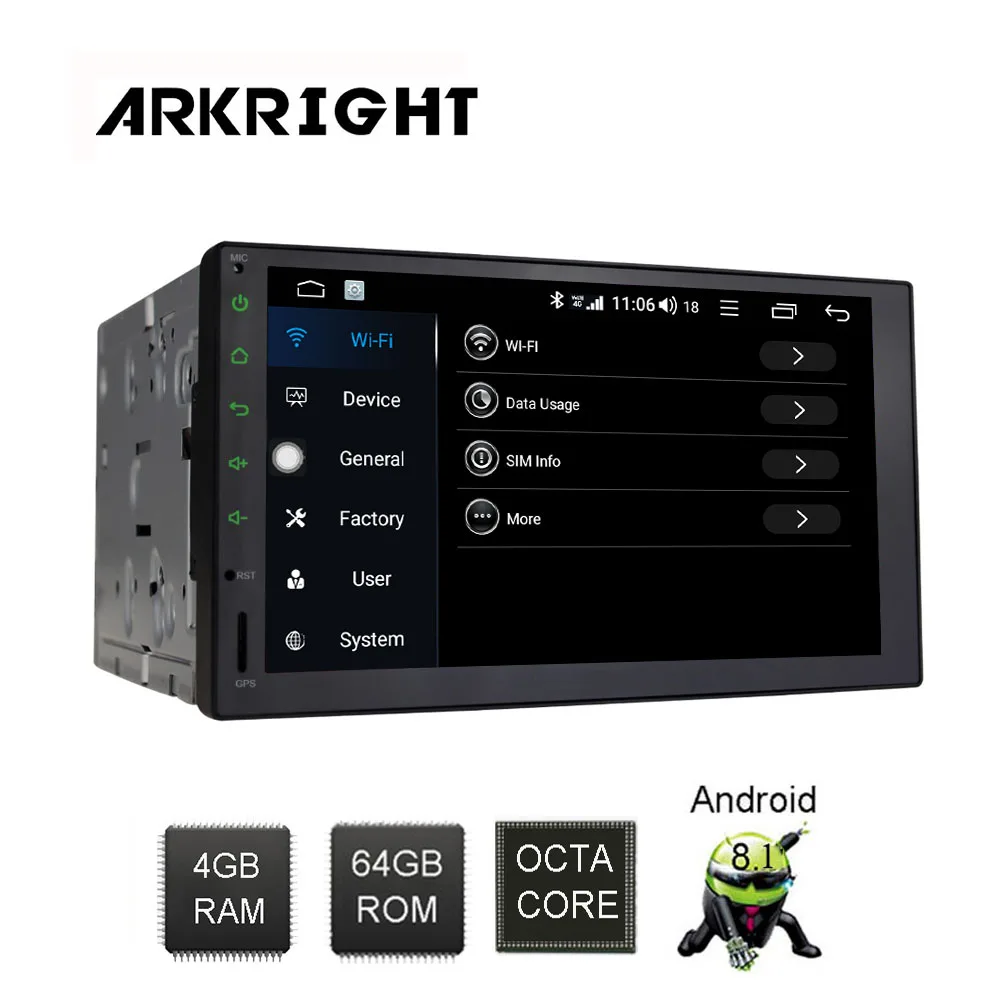 ARKRIGHT 7 'Ɗ + 64 Гб 2Din Android автомобильный плеер 8 1 Автомагнитола carplay sc9853i с 4G слотом