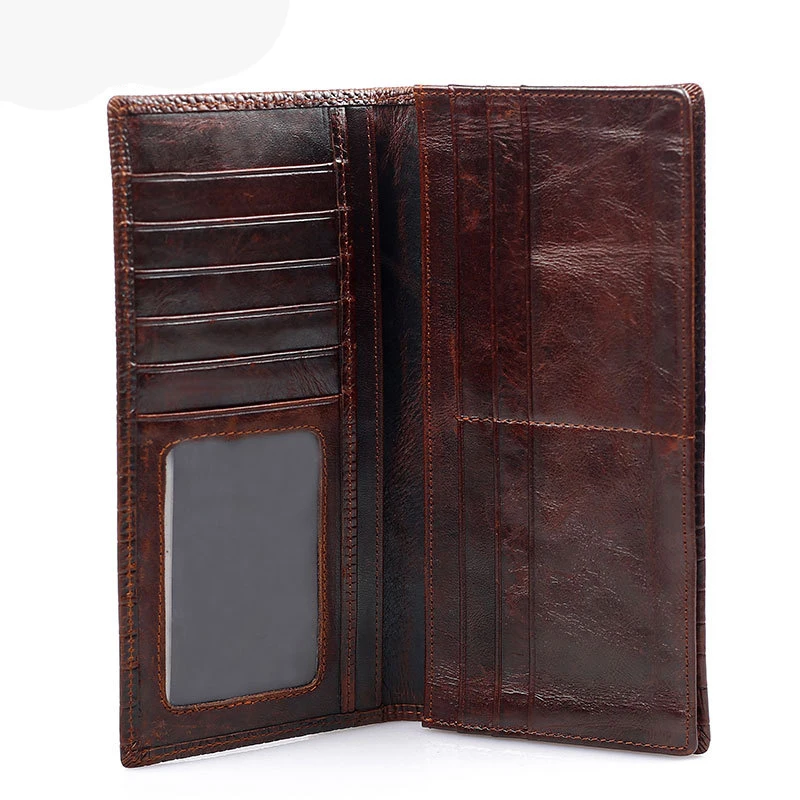 Винтажный Мужской кошелек из натуральной кожи аллигатора длинный воловьей клатч кошельки в клетку с