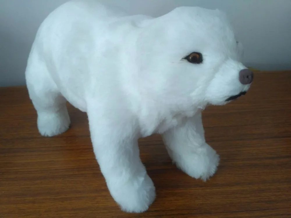 

large 30x10x19cm simulation white polar bear model plastic&furs bear handicraft prop home decoration gift p0087