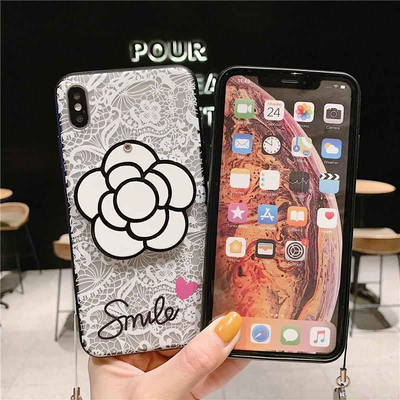 Роскошный зеркальный чехол для телефона samsung A90, A80, A60, A70, Etui, кружевная жесткая задняя крышка с цветами для samsung A50, A40, A30, A20, A10, с ремешком
