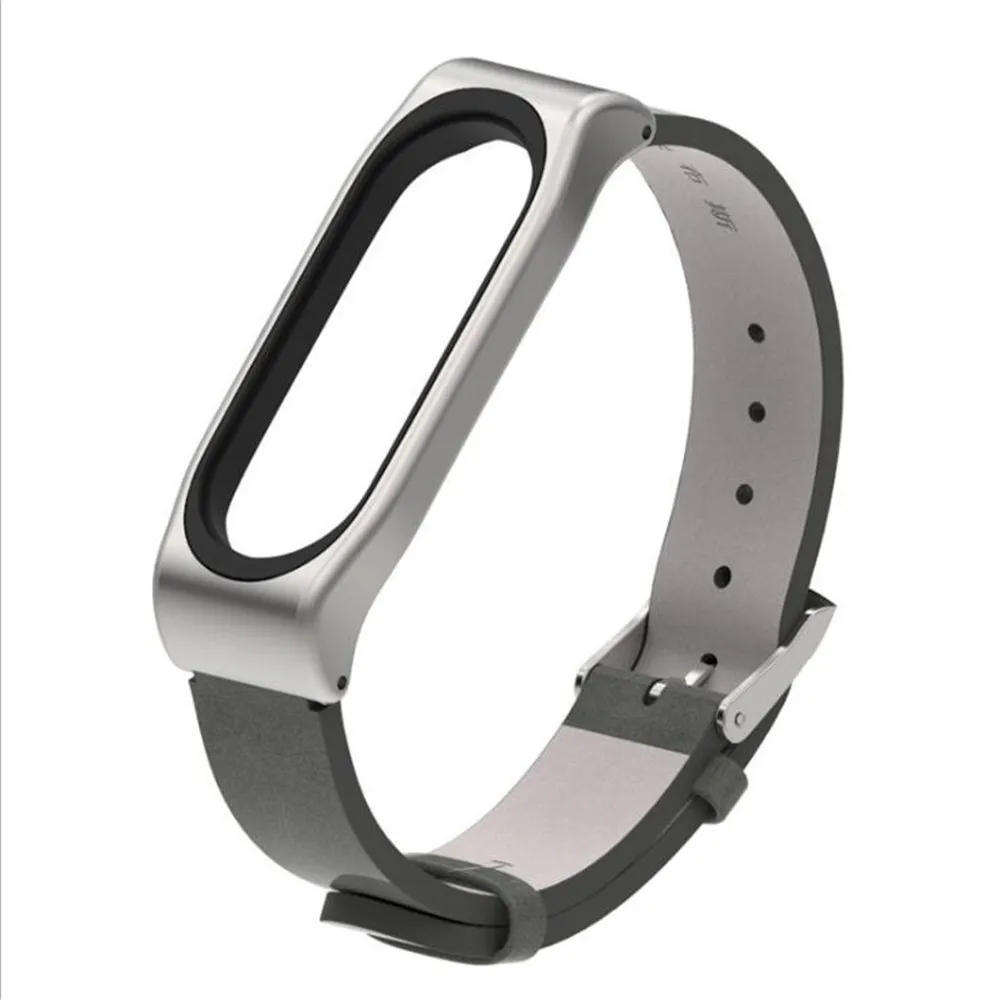 gray Silver Mi jobs mi band 3 кожаный+ PU ремешок для Xiaomi mi Band 3 Смарт-часы Безвинтовой браслет mi band 3 ремешок mi band 3 ремешок на запястье - Цвет: gray Silver