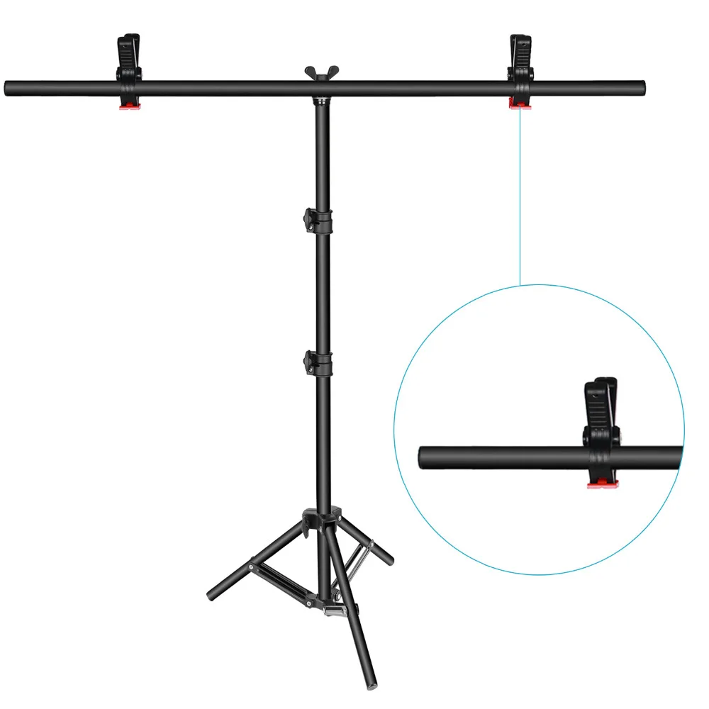 Neewer T-shape фоновая подставка для фона комплект: 32-80/28-79/18-31 дюймов Регулируемая тренога с 2 плотными зажимами