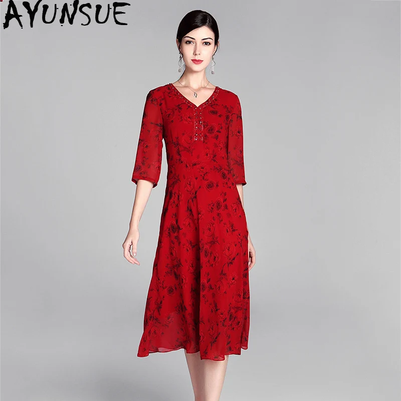 Летнее платье 2020 винтажное элегантное хлопковое для женщин Цветочное красное