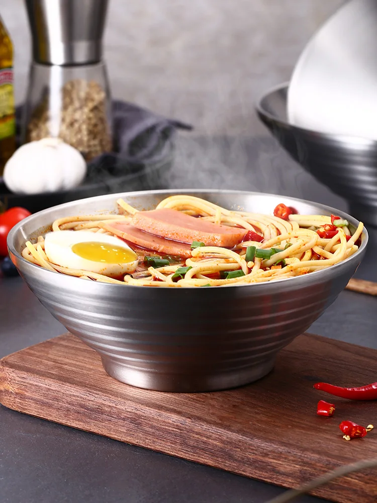 Японский стиль чаша Ramen 304 нержавеющая сталь домашняя очень большая суповая миска