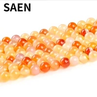 saen high quality natural stone beads yellow agates diy beads for jewelry spacer beads making 4681012mm wholesale lots bulk