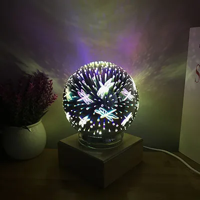 Dragonfly 3D волшебный хрустальный стеклянный шар ночник, цветной USB мощный Настольный светильник, Бабочка, снежинка, Вселенная, роза, для влюбленных, для дома, подарки для детей - Испускаемый цвет: Dragonfly