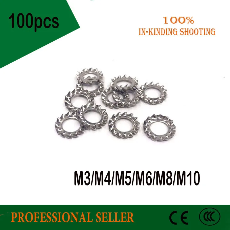 

100PCS M3/M4/M5/M6/M8/M10 Galvanized carbon steel Locking Gasket Outer Serrated Stop Washer Anti-slip Gasket