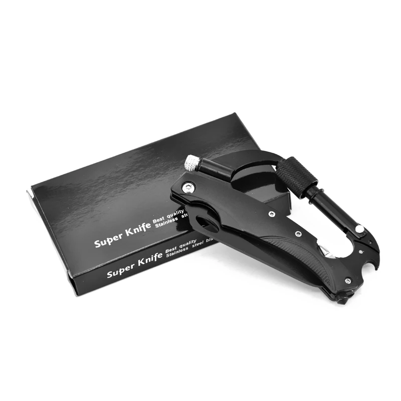 K7339-Black Многофункциональный Открытый альпинистский механизм складной нож Походный карманный многофункциональный инструмент со вставными ножами рок карабин Стекло выключатель Инструменты - Цвет: K7339-Black