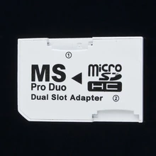 Двойной 2 слота MicroSD SDHC TF для карты памяти MS Pro Duo адаптер для psp 64 Мб до 8 Гб TF карта+ карта памяти конвертер белый